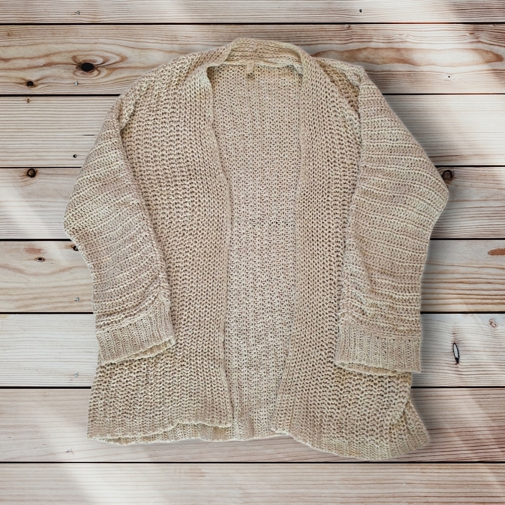 Eileen Fisher Cotton/Linen Blend Knit Open Cardigan XS